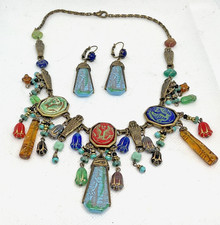Vintage Sweet Romance Tut Tut Tut Egyptian Revival Pharaoh Necklace & Earrings