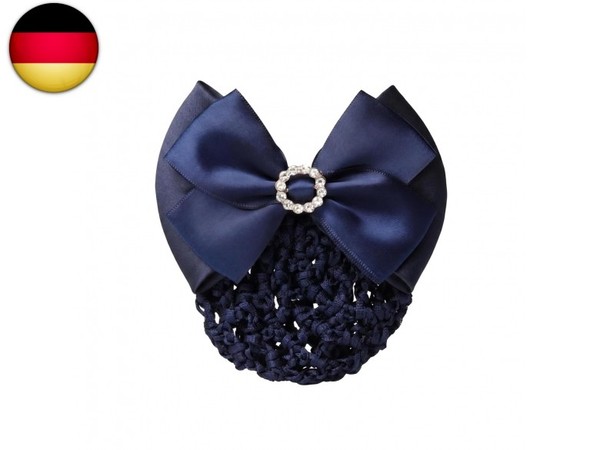 1 StüCk Blau Strass Satin Schleife Haarspange Bowknot Snood Net Haarspange-image