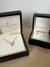 The Diamond Store white gold heart necklace (9k) and stud earrings (5.1mm 18k)
