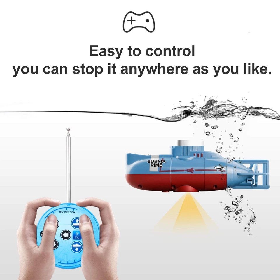 Blue Mini Submarine Toy Remote Control 360 Rotation Indoor Outdoor Fun - Image 3 of 4