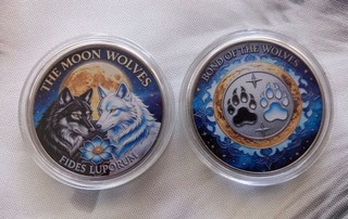 🐺Wunderschöne silberfarbige Wolfsmünze Wolf "Treue der Wölfe" Wolfsliebe🐺
