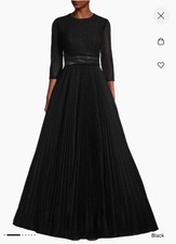 Mac Duggal 30700 Shimmering Sparkle Pleated Ballgown Size 4 Black Long Sleeve