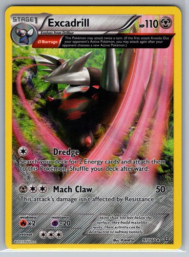 Excadrill 97/160 Holo Rare Primal Clash Pokemon Lightly Played