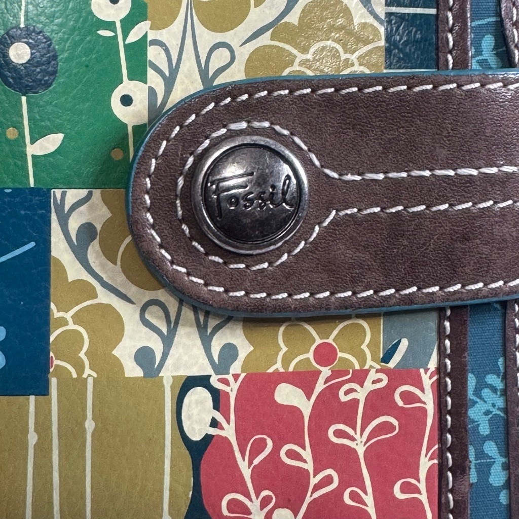 Fossil Patchwork Leather Planner Cover Boho Flora… - image 4