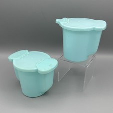 Vtg Tupperware Aqua Turquoise Blue Flip Top C...