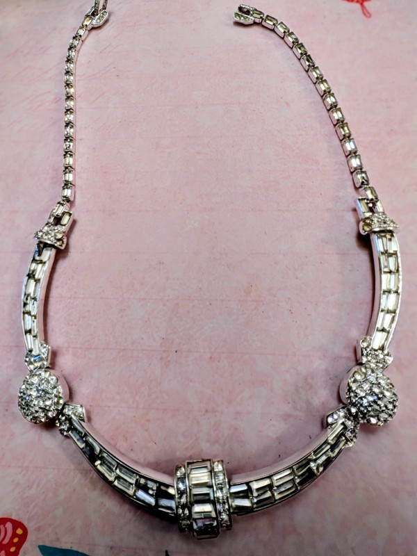 Marcel Boucher Vtg. 1950's Signed & number Swarovski Crystal baguettes Necklace