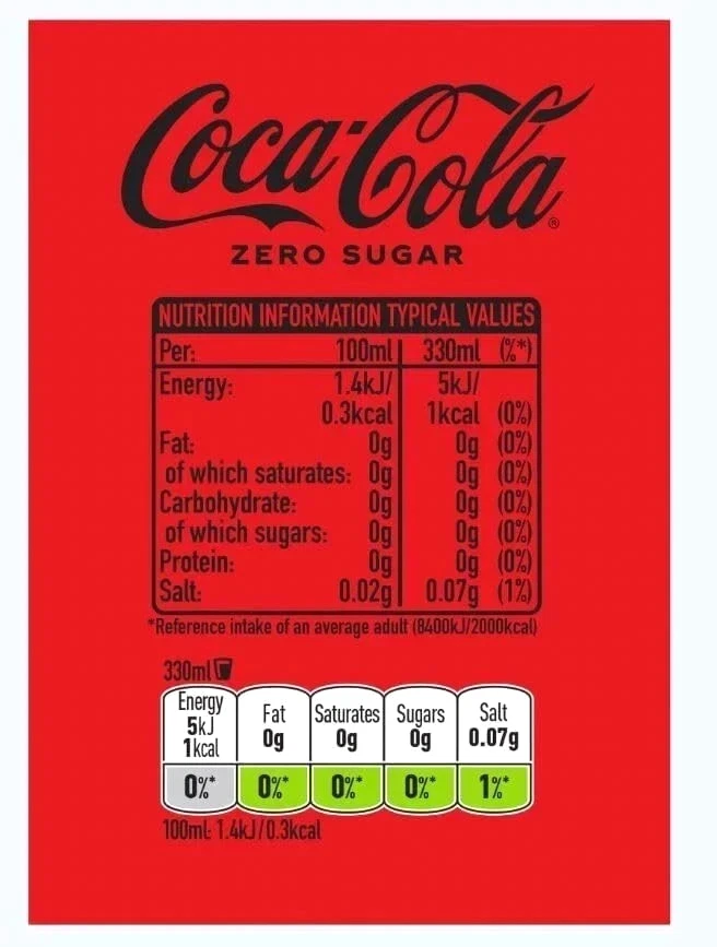 Coca Cola Zero Sugar 24 x 330ml Cans 330 ml (Pack of 24) Free Shipping - Image 3 of 4