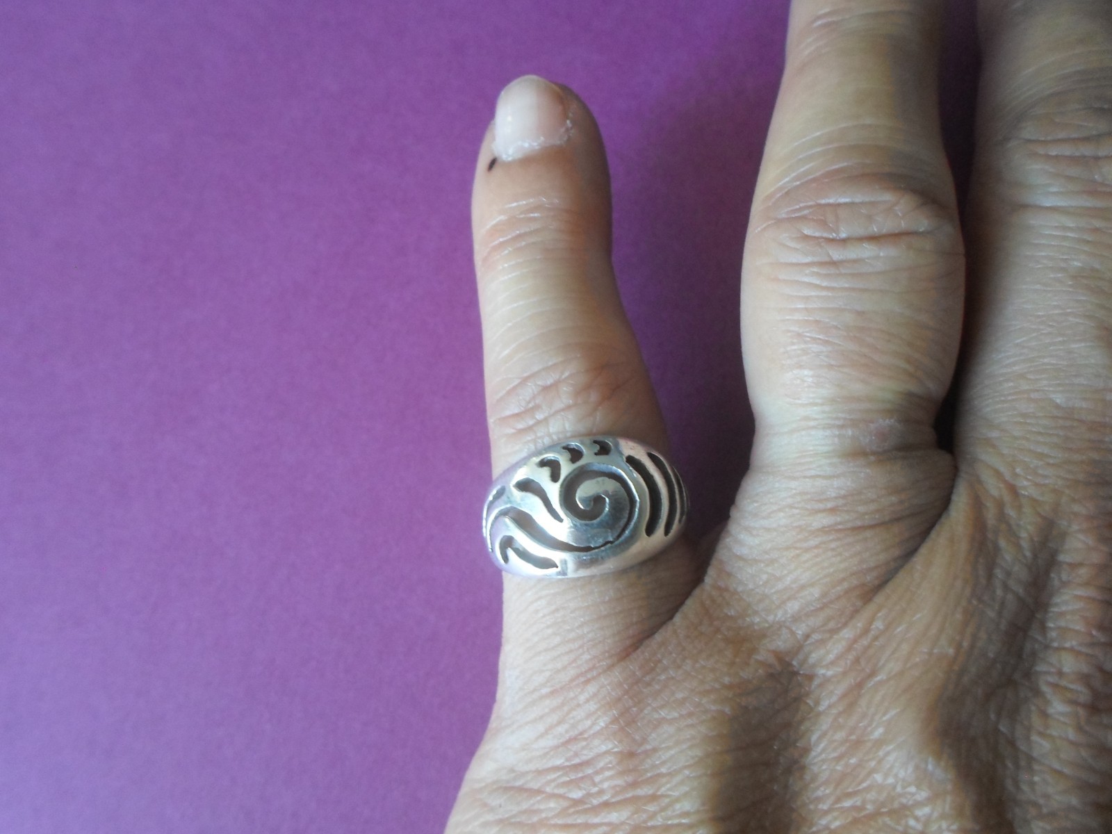 solid silver ring, openwork dome, size 53 - image 5