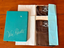 2 Pr Vintage Van Raalte Seamless Nines Nylon Stockings NIB 8.5 Med Dk Brown
