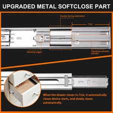 16 Inch Drawer Slides 6 Pairs (12Pcs) Soft Self Close 3 Fold Full Extension B...