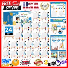 24 Set Mini Acrylic Paint Kit, Mini Stretched Canvas with Easel, Valentines D...