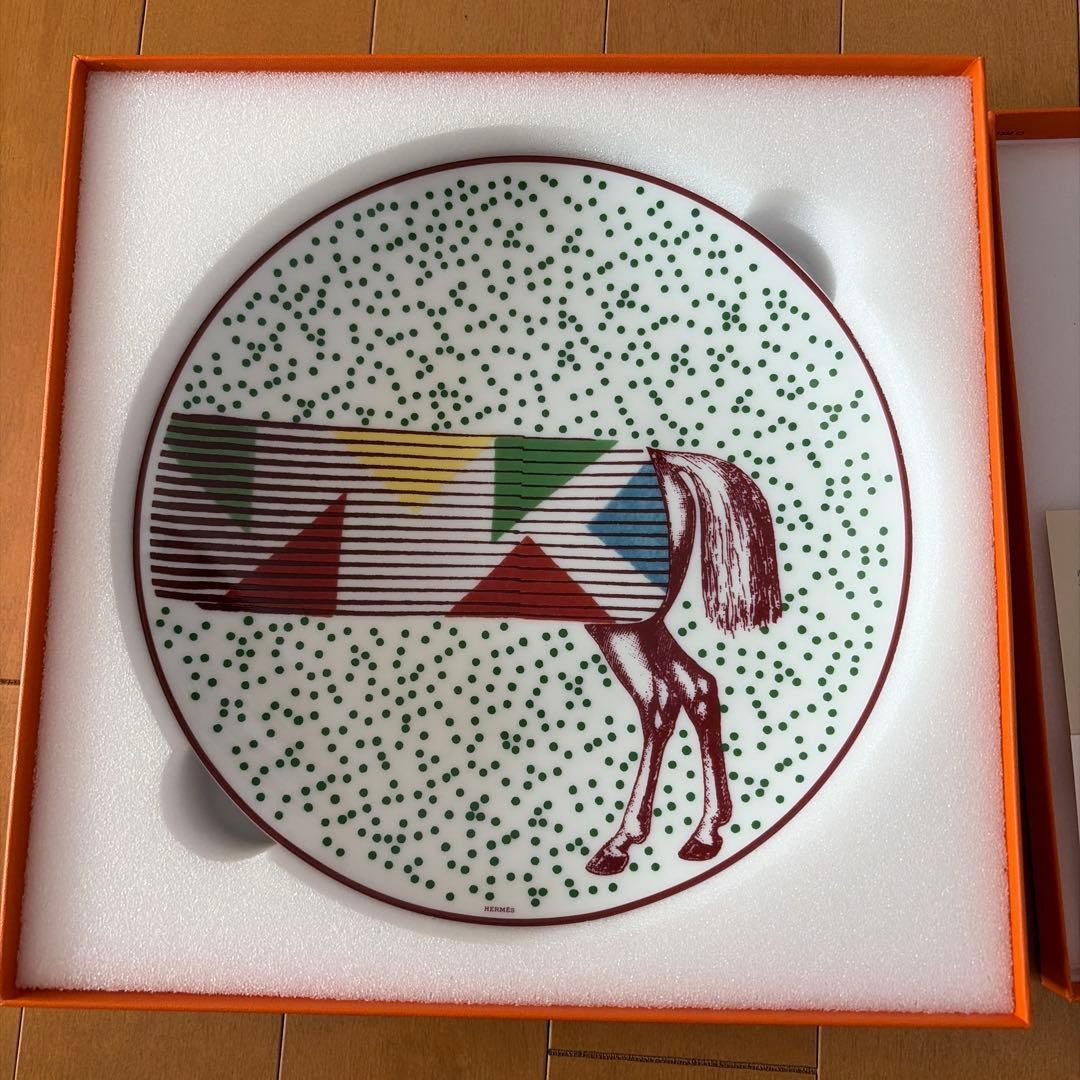 HERMES Dessert Plate Hippomobile Tableware Animal Horse 2 set