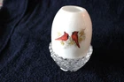 Vintage Fenton Fairy Lamp-HP Cardinals On Milk Glass Read Entire Description