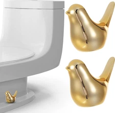2Pcs Ceramic Toilet Bolt Covers, Gold Bird Replacement Toilet Screw Cover Caps,