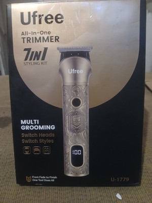 Ufree U-1779 All-In-One Cordless Rechargeable Trimmer, Gold, Beard Hair Nose Ear