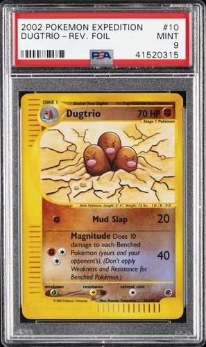 2002 POKEMON EXPEDITION #10 DUGTRIO-REVERSE FOIL PSA 9