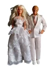 Vintage Barbie & Ken Wedding Dolls Bride Groom White Dress Tux 1990s Mattel...