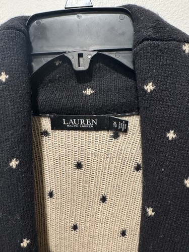 Lauren Ralph Lauren Fair Isle Belted Cardigan Shawl Collar Wool Sweater Size XL - Picture 5 of 9