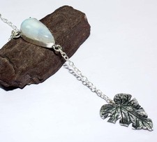 925 Silver Plated Leaf Rainbow Moonstone Necklace Jewelry Size 20" GW