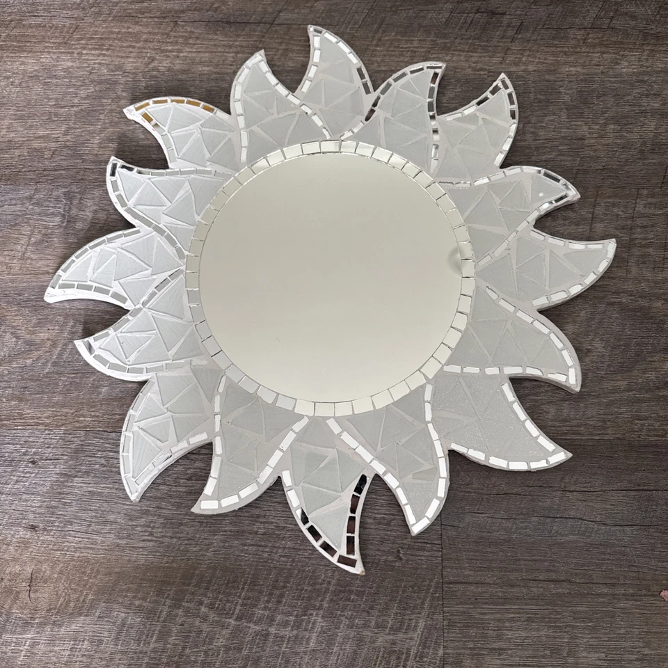 "Espejo de mosaico de estrellas de mar Sunburst de madera de 15,5"" decoración náutica de playa" Foto 2 de 4