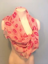 Women's Fashion Scarf Lipstick Lips Pink Viscose Scarve Wrap 64x70"