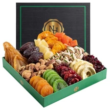 & Kosher Certified Dried Fruit and Nut Gift Basket - Holiday Indulgence