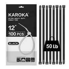 Zip Ties 12 inch 100 Pack Black 50 lb UV Resistant Cable Ties for indoor and ...