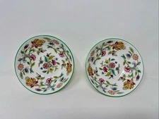 2 Minton Haddon Hall Fruit Bowls Scalloped Outside 5 1/8" Green Trim