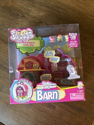 Squinkies Story Time Barn Playset Surprise Inside Fold & Go 3 Exclusives NIB NEW