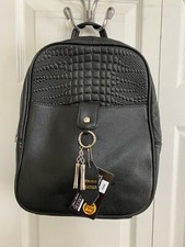 Roma Leathers #7098 Concealed Carry Backpack Leather & Crocodile Embossed Black 