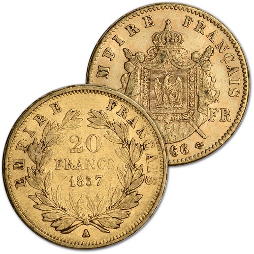 France Gold 20 Francs .1867 oz - Napoleon III - Avg Circ - Random Date - Picture 2 of 2