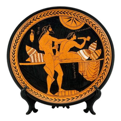 Dieu Zeus et Ganymède amour homosexuel sexe gay Grèce antique assiette vase céramique - Photo 1/4