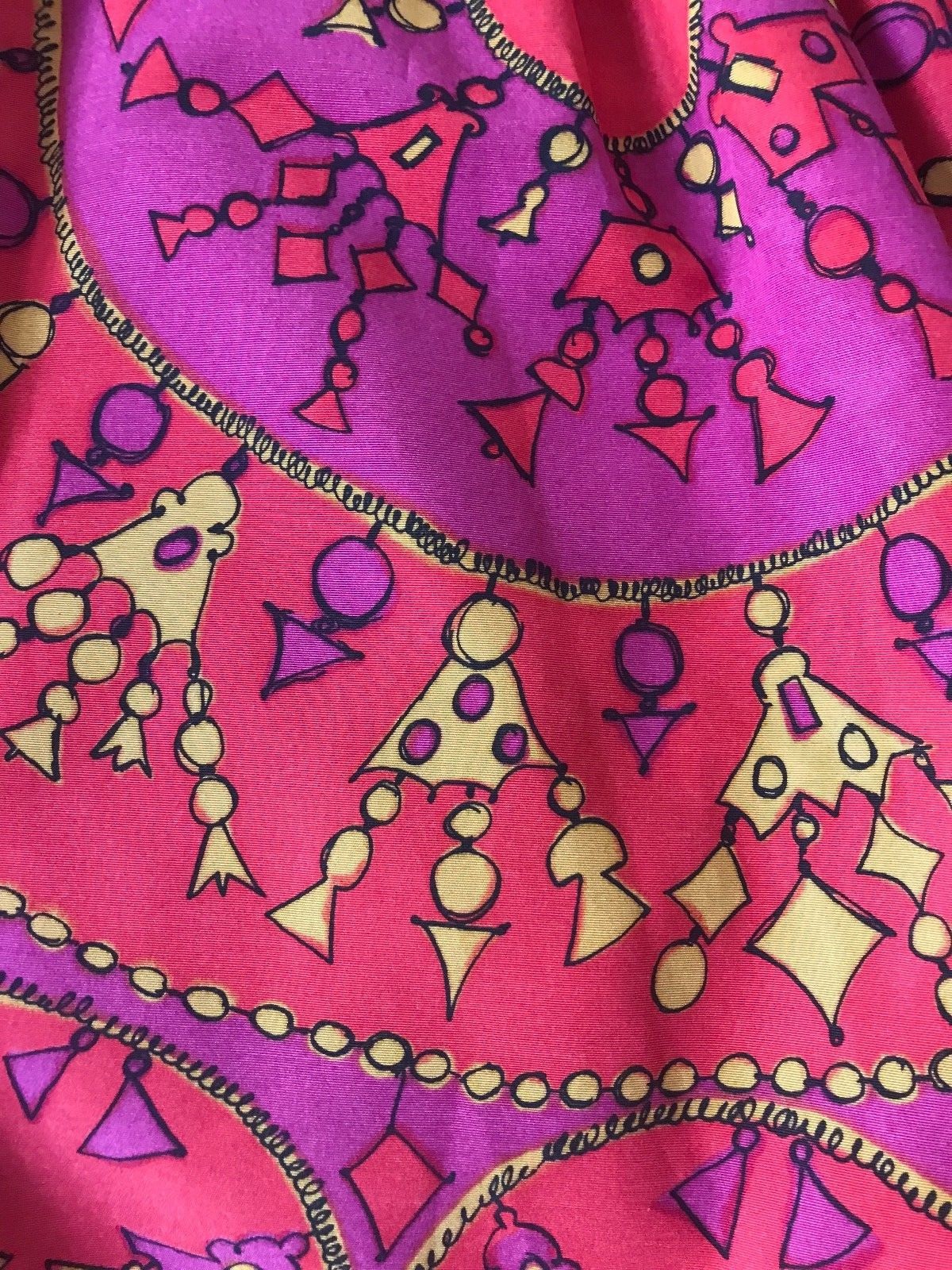 NWT Christian Dior Pink and Yellow Draped Tassel and Chain Print Dress fits XS image 6