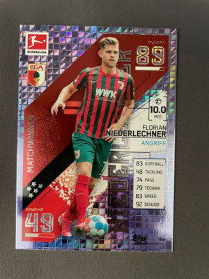  Match Attax 21/22 - Florian Niederlechner - FC Augsburg - Matchwinner - 34