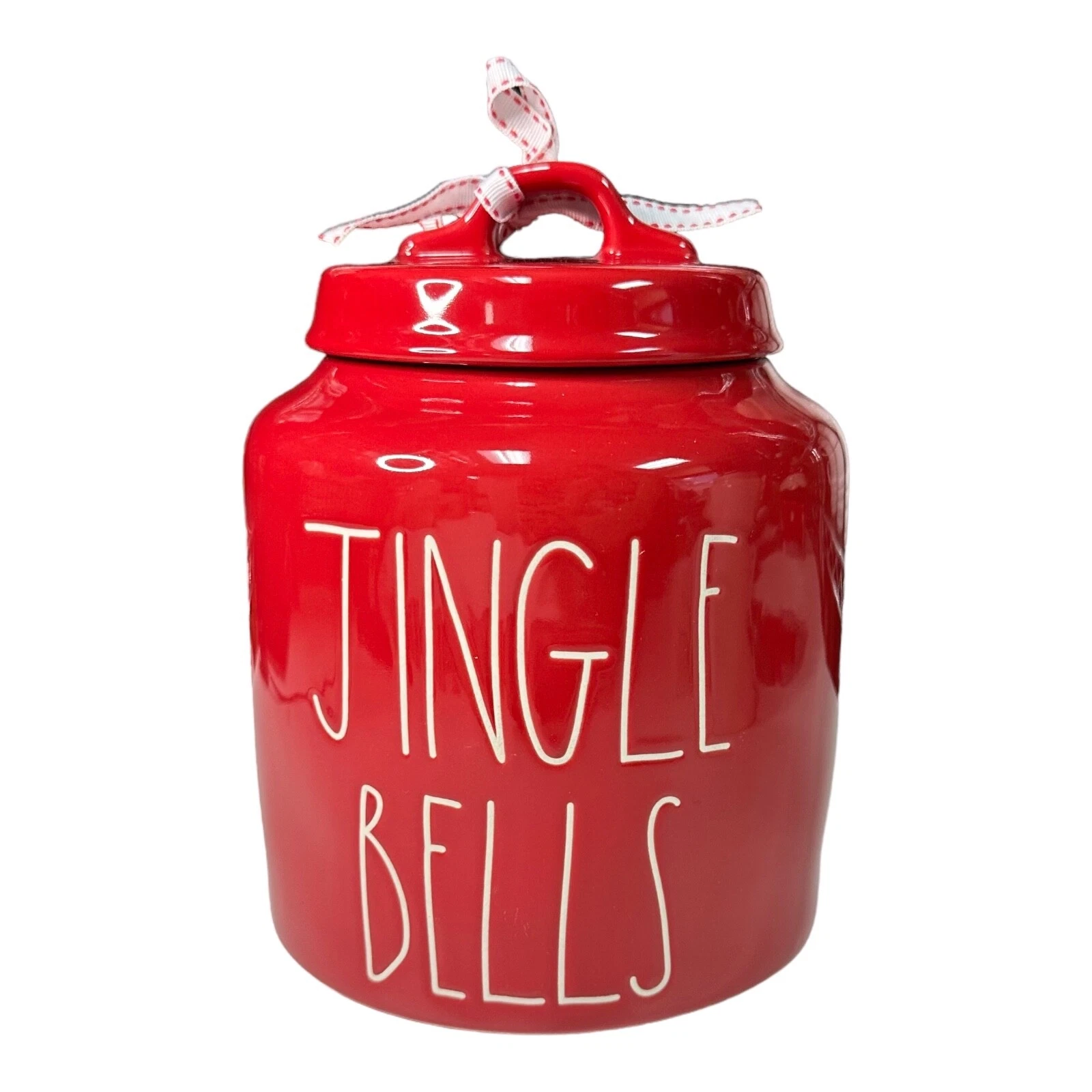 Rae Dunn "JINGLE BELLS" Red Chubby Canister