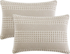 100 Cotton Waffle Pillowcases Standard Size, 2 Pack Soft Breathable Skin-Friend