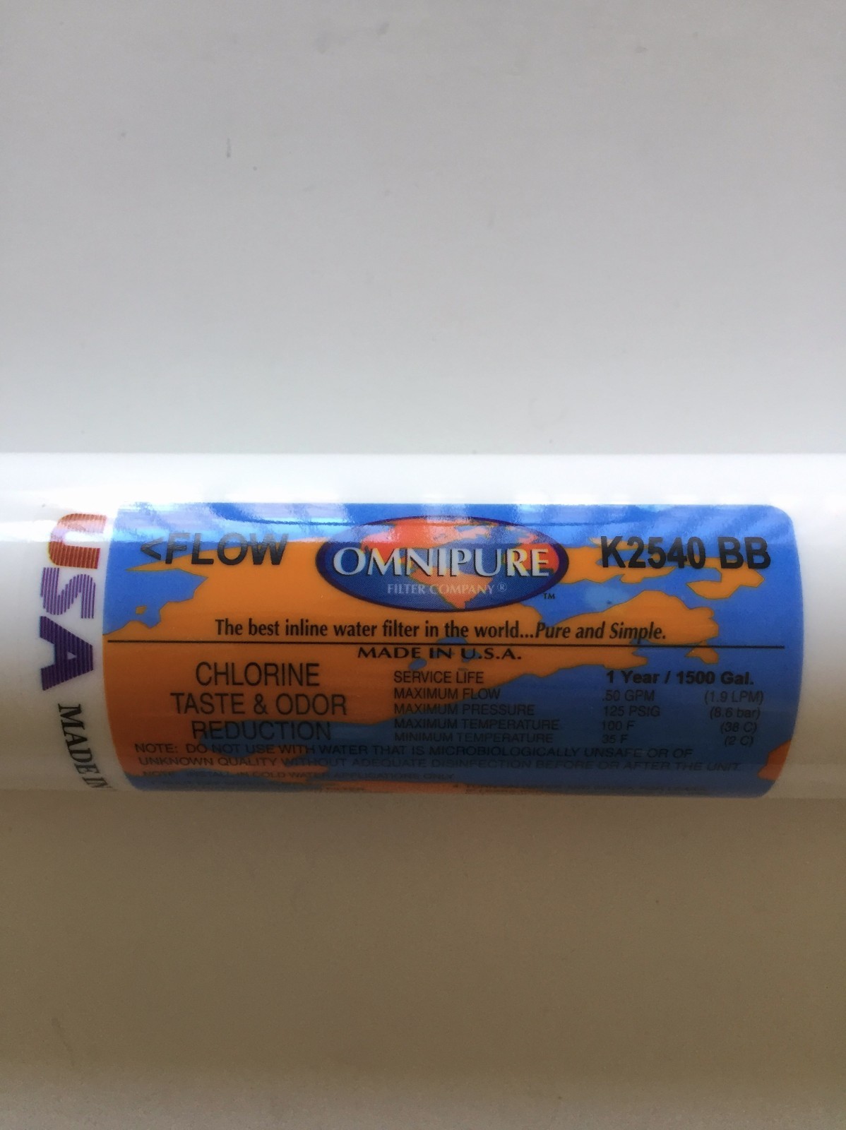 WATTS AICRO OMNIPURE K2540 BB IN-LINE CARBON FILTER  10 X 2 1/4" THREADED ENDS