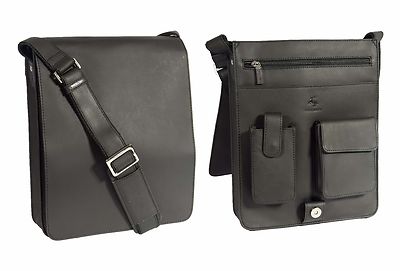 Herren-Kuriertasche aus Leder groß Überschlag Vintage schwarz Schallplatte Freizeit Arbeitstasche
