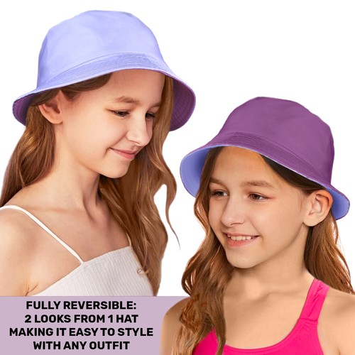 TOSKATOK UPF 50+ Kids Girls Childrens Cotton 2 in 1 Reversible Sun Protection Summer Bucket Sun Hat Cap