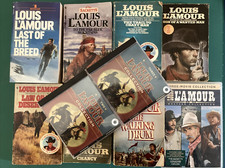 Louis L  Amour Lot of 8 Paperback Books, 2 Audio CDs  1 DVD with 2 Movies. VGOOD