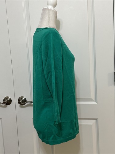 Denim & Co. Boatneck 3/4-Sleeve Pull-Over Sweater Jade S A470728 - Picture 3 of 5