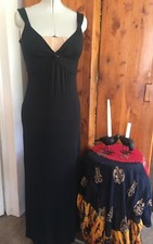 ND New Directions PL Maxi Vestido Negro Elastizado Cuello en V Nudo Busto Sexy Body Abrazador