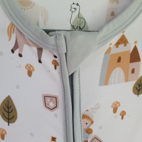 Bamboo One Piece Pjs Pajamas Baby 6-12m Neutrals Fairytale Knights NEW w Tags - Picture 5 of 8