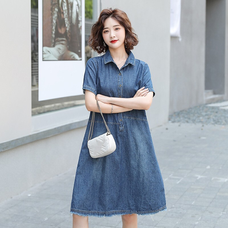Womens Lapel Collar Short Sleeves Daily Fashion Summer Loose Casual