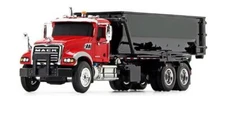 FIRST GEAR - MACK Granite 6x4 with red and black drop-off container - 1/87 - ...
