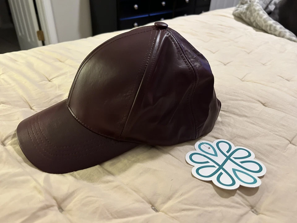 Boné bola Hall couro oliva e pique novo com etiquetas feito nos EUA - Imagem 3 de 4