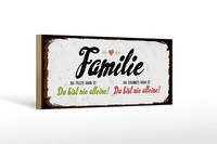 Holzschild Spruch Familie Du Bist Nie Alleine Deko 27X10 Cm Schild