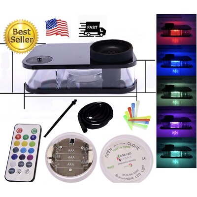 Portable Hookah Set W/ LED Light Square Box Acrylic Hookah Shisha w/ Bowl Black