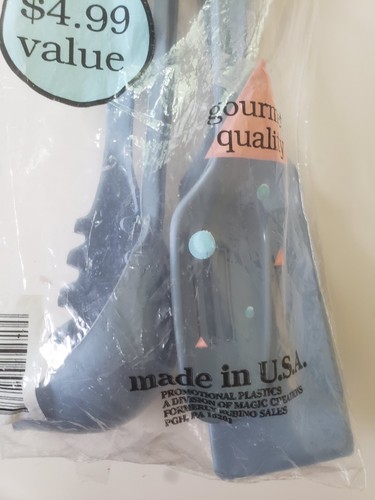 Vintage Blue Plastic Utensil set 4 pieces-Spatula, Spoons, pasta, ladle USA, NEW - Picture 11 of 18