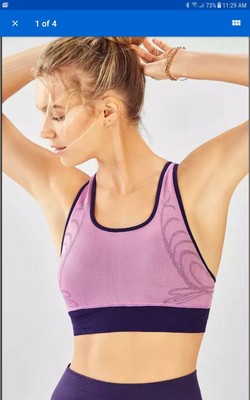 FABLETICS Kate Hudson Davis Seamless Sports Bra Purple Yoga Run Top sz M FABLETICS Kate Hudson Davis Seamless Sports Bra Purple Yoga Run Top sz M